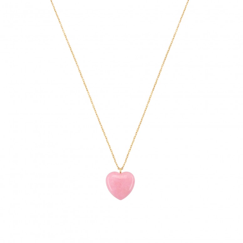 Colar One Neckmess Heart Big Pink