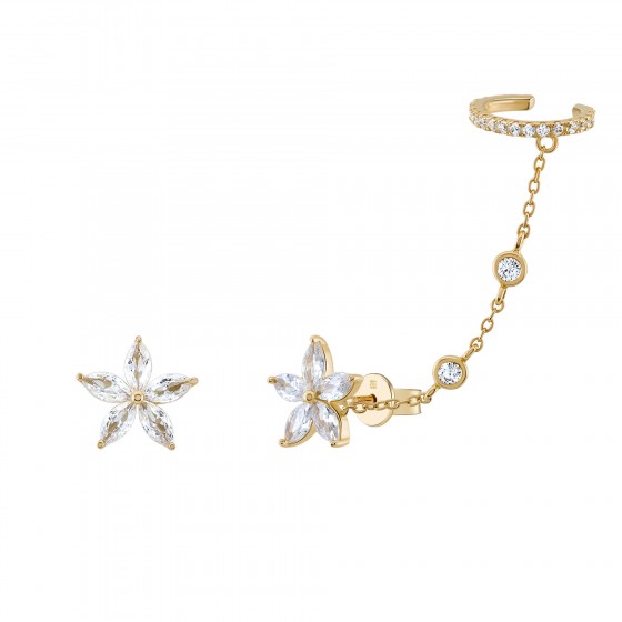 Brincos Unike Mix&Match Navete Flower Earcuff