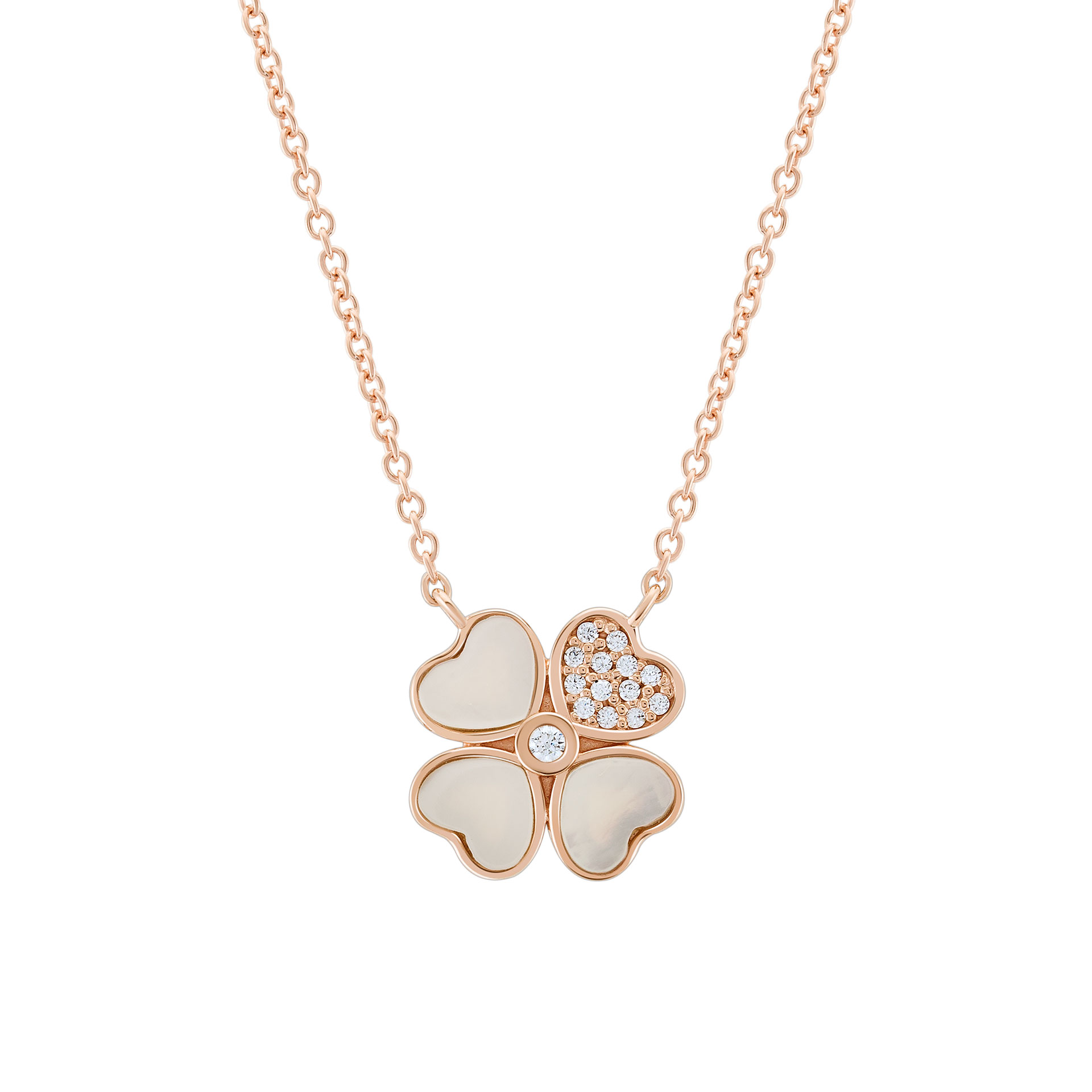 Colar Unike Love In Rose Mop Clover