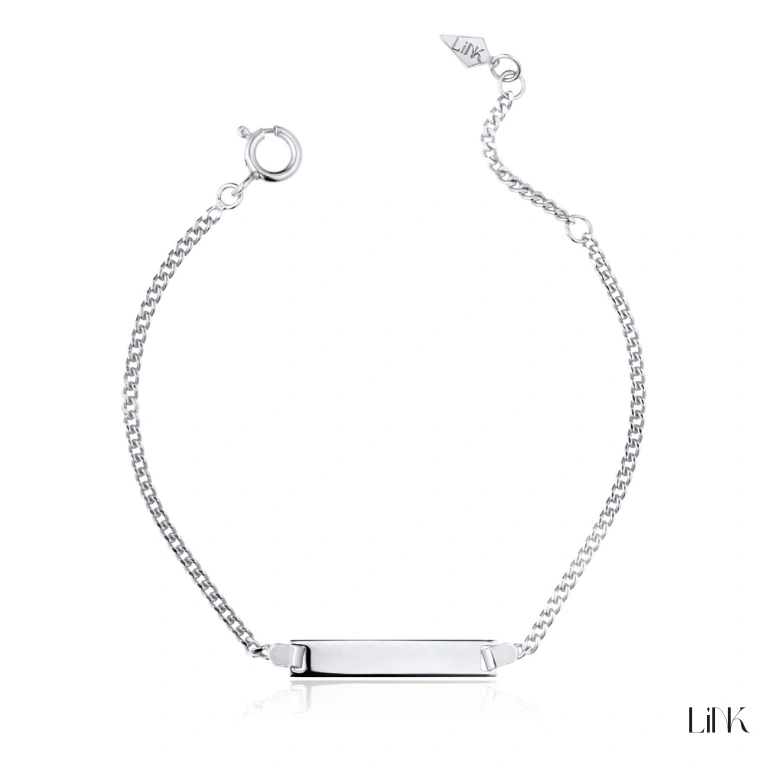 Pulseira Prata Link com placa personalizável